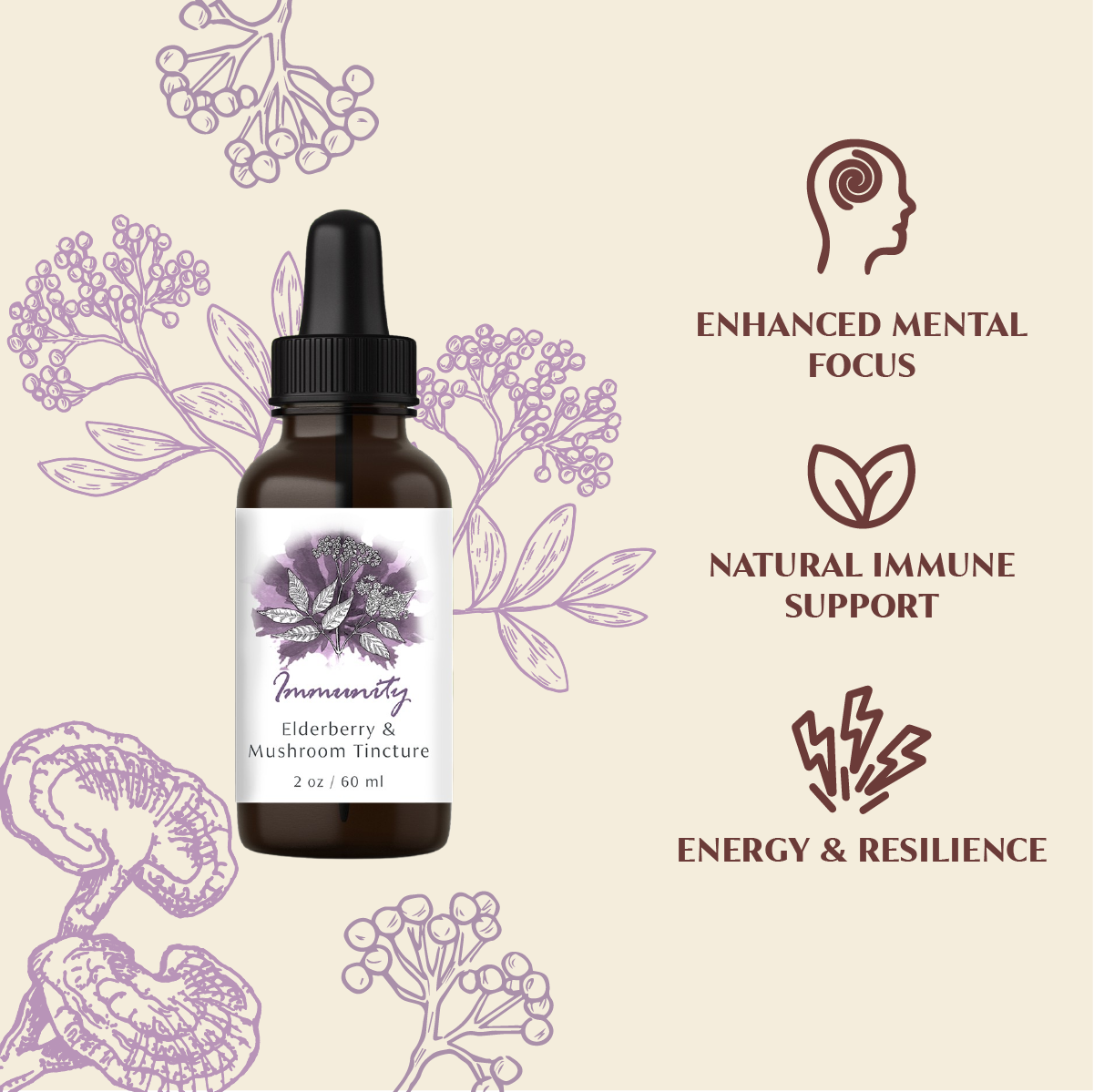 Immunity - Elderberry and Mushroom Blend Tincture